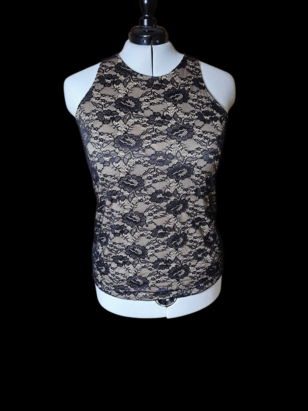 torrid Black Lace Overlay Tank over Nude